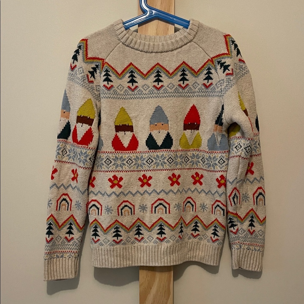 Hanna Andersson Cream Gnome Theme Crewneck Sweater Size 8